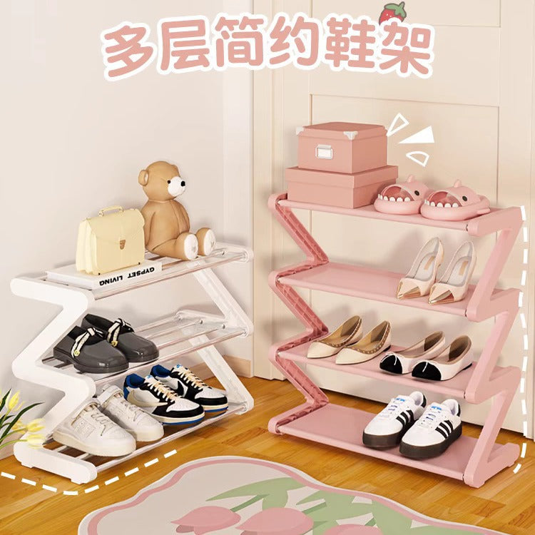Z-Shape Shoe Rack – Stackable Multi-Layer Home Entryway Shoe Organizer