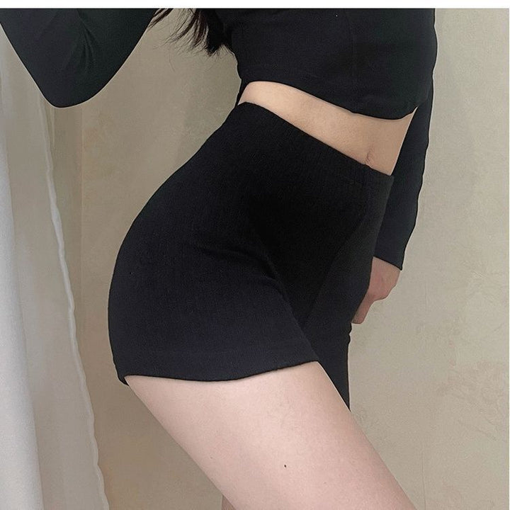 欧美BM风健身短裤女高腰提臀紧身薄款三分裤运动热裤防走光瑜伽裤