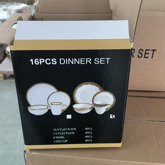 碗碟套装家用碗盘子一套餐具高级感北欧轻奢金边陶瓷餐具