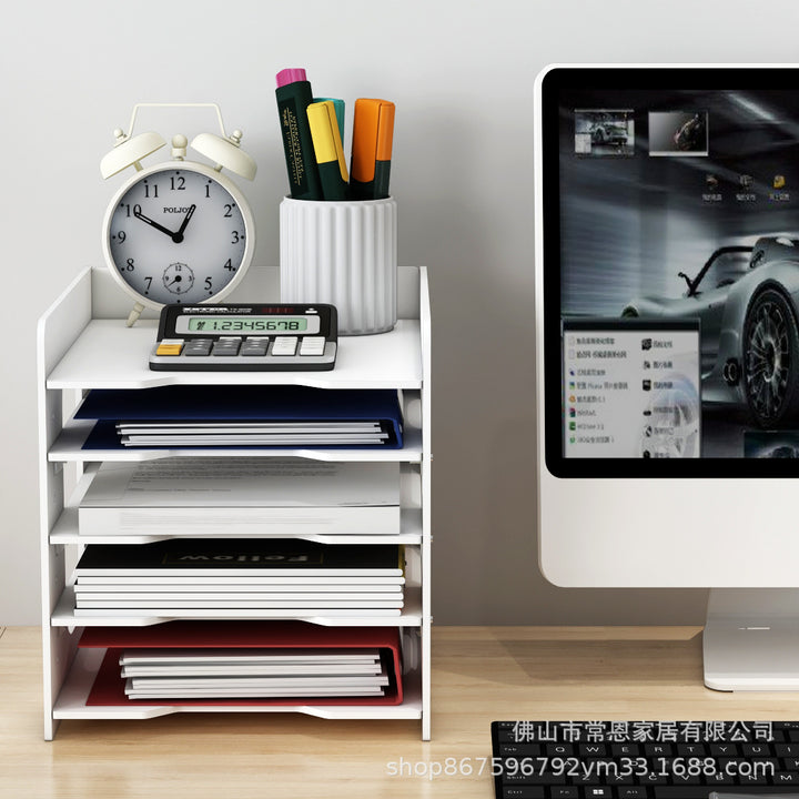 Multi-Layer File Organizer Rack – Desktop Document Sorter for Office Supplies
