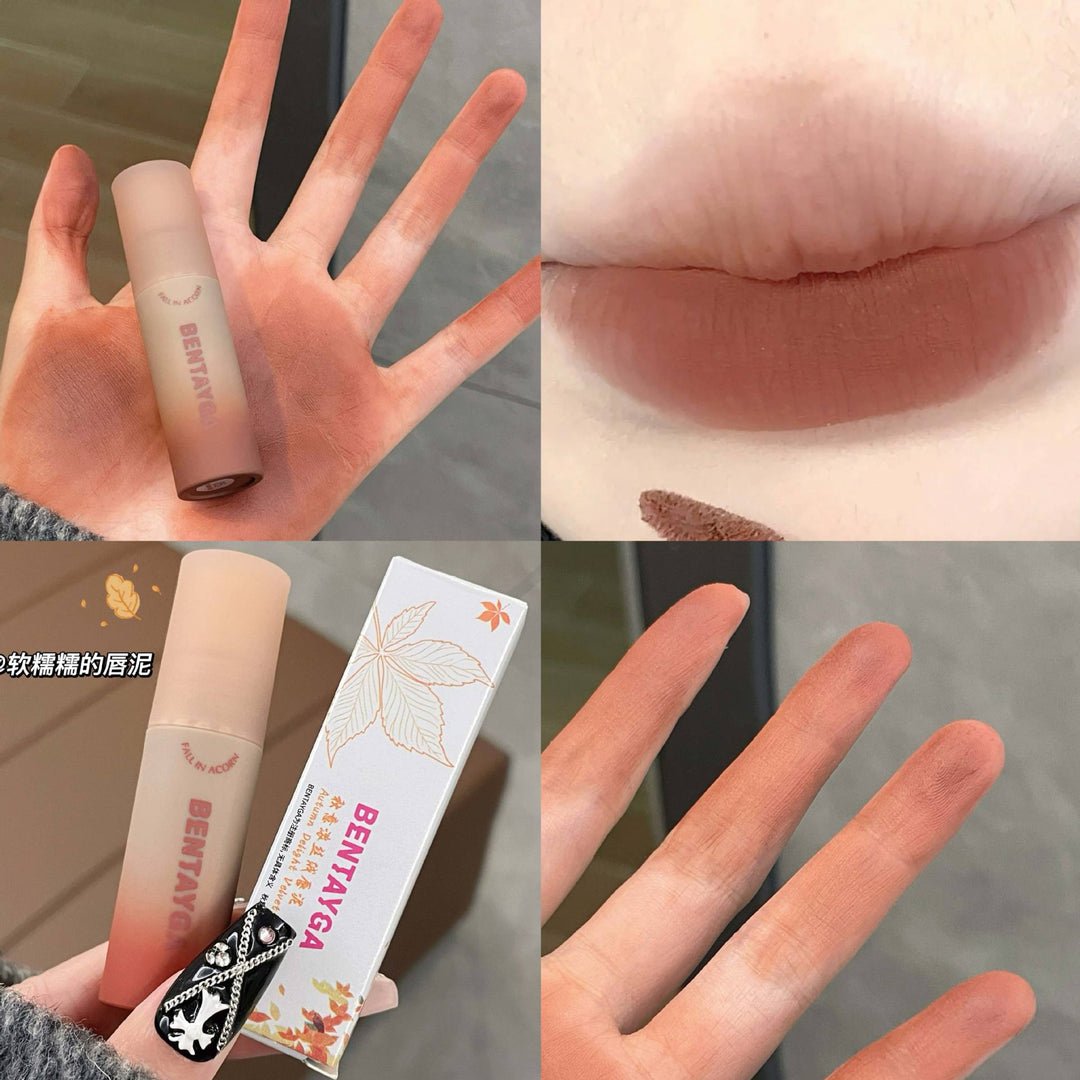 秋意浓~灰粉调唇泥哑光雾面丝绒唇釉不沾杯口红学生直播跨境批发