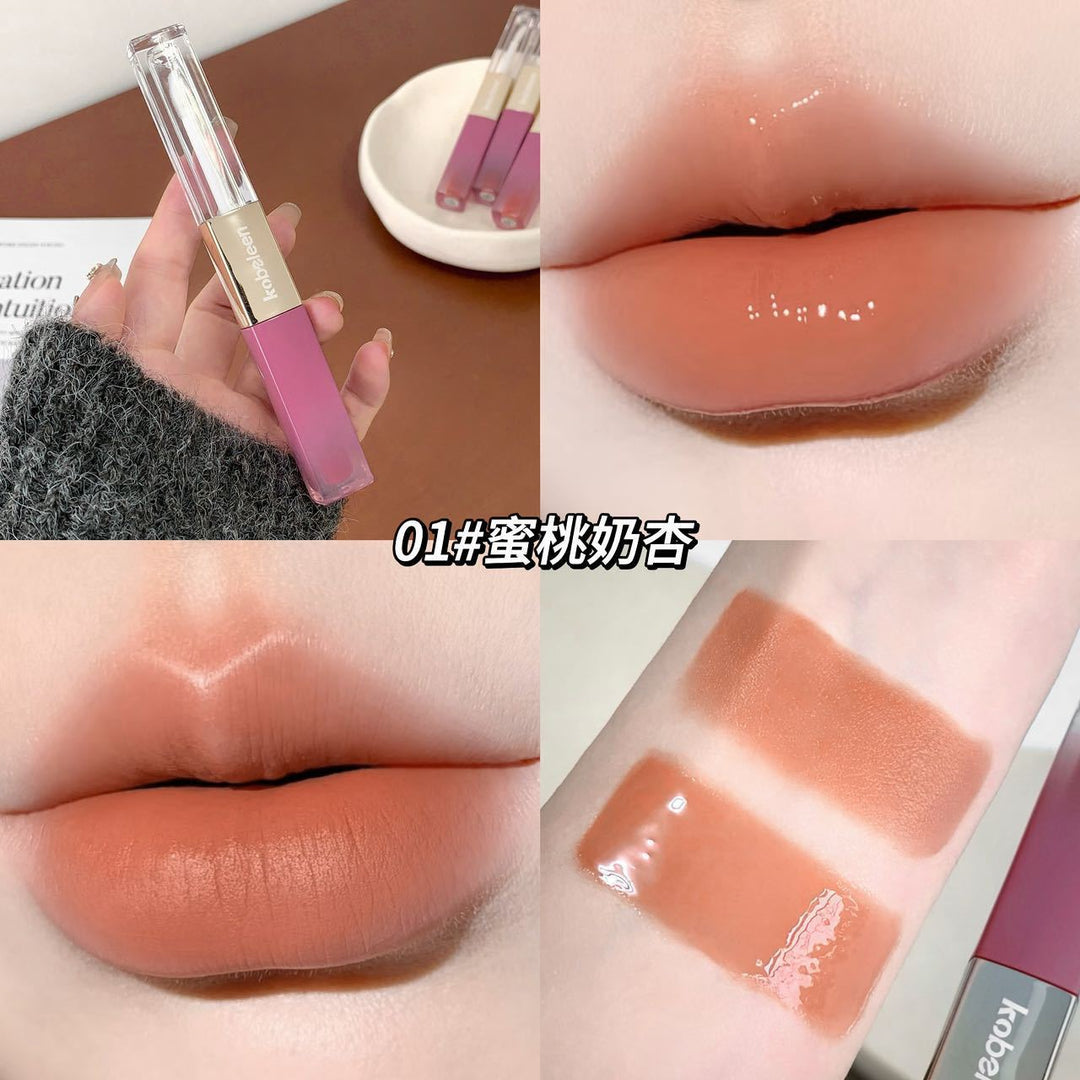 kobeleen双头持色唇釉裸色镜面水光唇蜜唇釉淡妆伪素颜嘟嘟唇口红