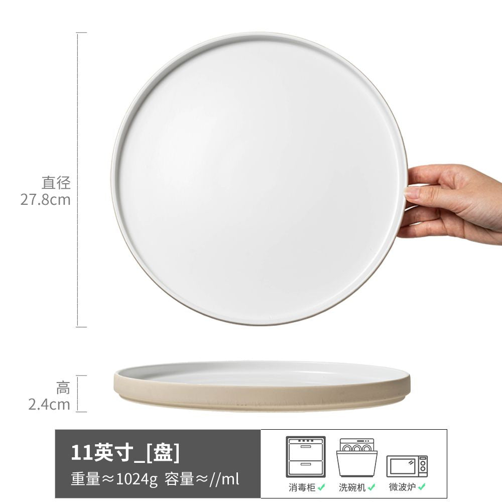 Large Plate Japanese Style Home Plate Vintage Ceramic Plate Plate Tableware Dish Plate Light Luxury