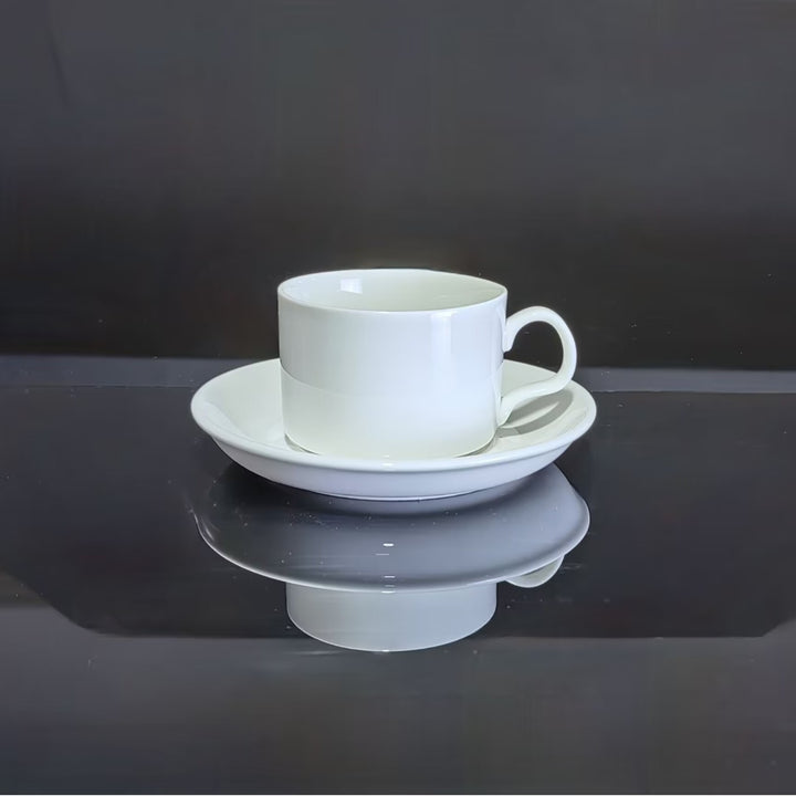跨境韩式咖啡杯碟纯白咖啡杯陶瓷杯子家用办公室咖啡杯碟套装批发