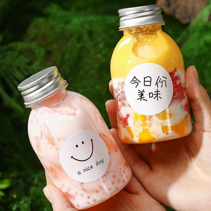 奶茶杯一次性带盖杨枝甘露瓶子胖胖杯U形大肚杯果汁冷饮塑料瓶pet