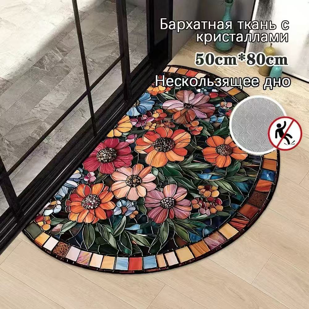 跨境TEMU美式水晶绒地垫玄关耐磨耐脏防尘门垫卧室亲肤易打理脚垫