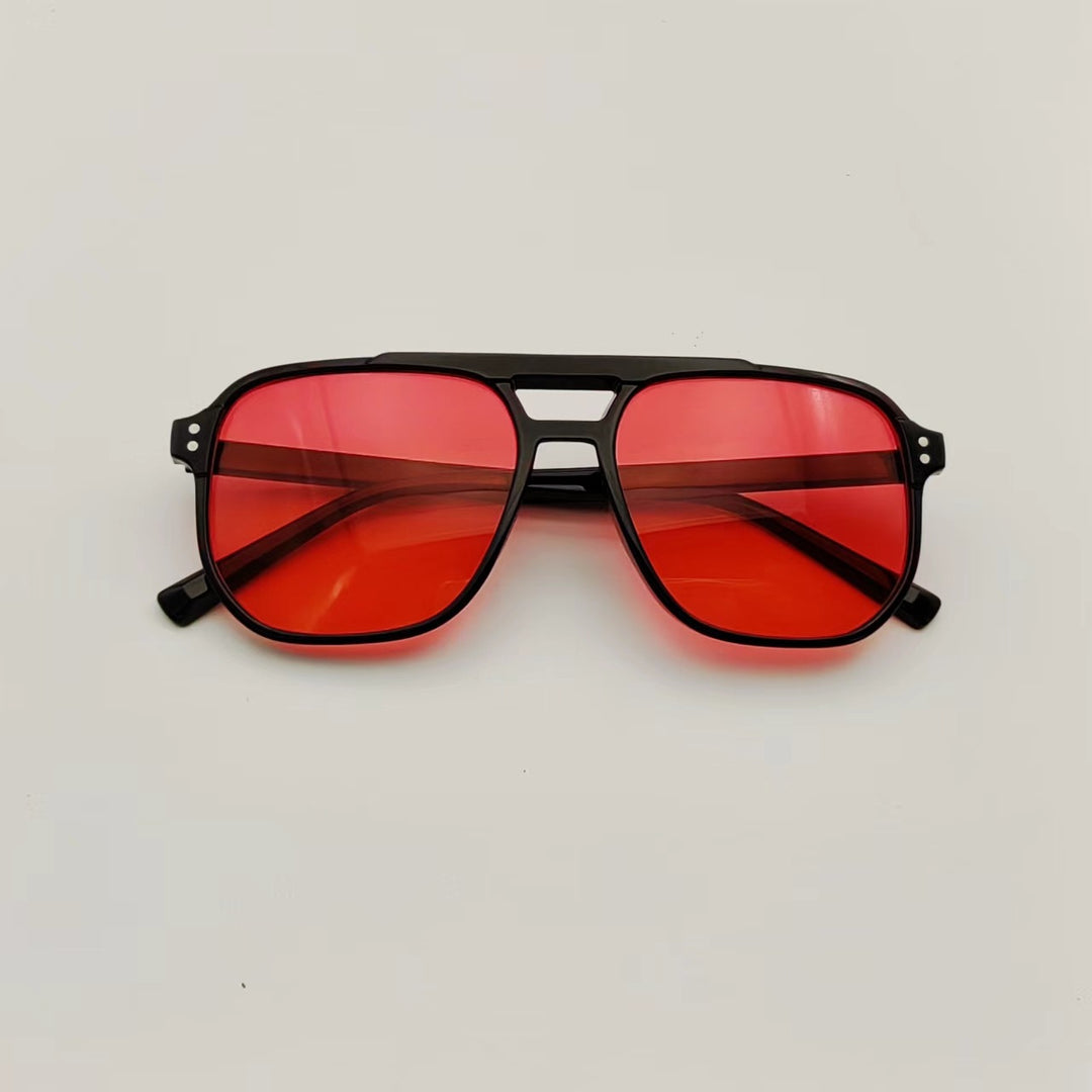 Vintage Double-Beam Sunglasses – Trendy Large Frame Ocean Lens Shades