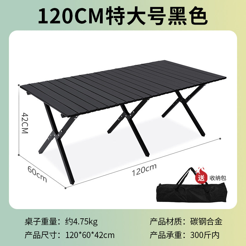 Outdoor Camping Folding Table & Chair Set – Portable Picnic Egg Roll Table Complete Kit