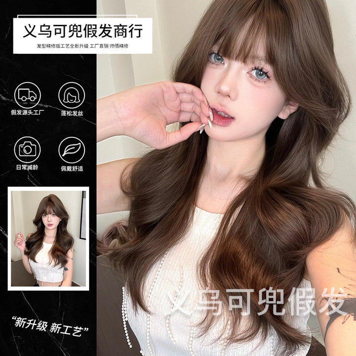 可兜假发女日常网红冷棕色长卷发lolita甜美自然逼真齐刘海jk全头