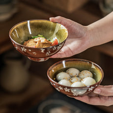 日式樱花陶瓷碗家用冰裂釉米饭碗甜品碗餐厅酒店漂亮的餐具甜品碗