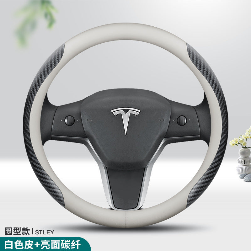 专用于Tesla特斯拉方向盘套真皮特斯拉Model3 Model Y翻毛皮把套