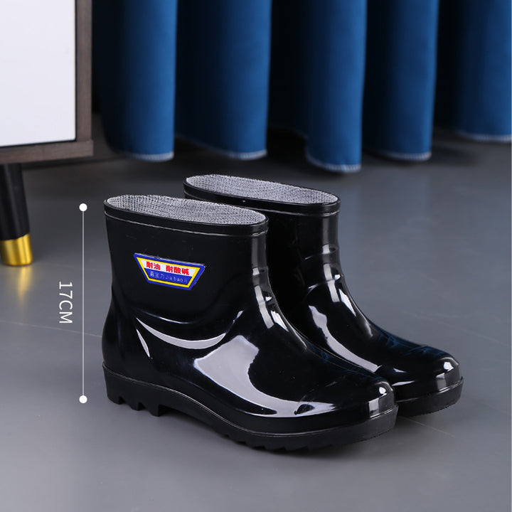 Men's Waterproof Anti-Slip Rain Boots – Thickened Fleece-Lined Work Safety Boots
