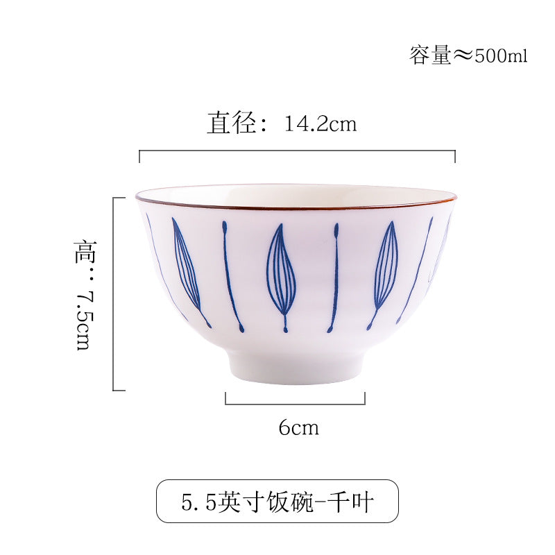 景德镇高温釉下彩陶瓷餐具家用吃饭碗定制米饭碗批发微波炉适用