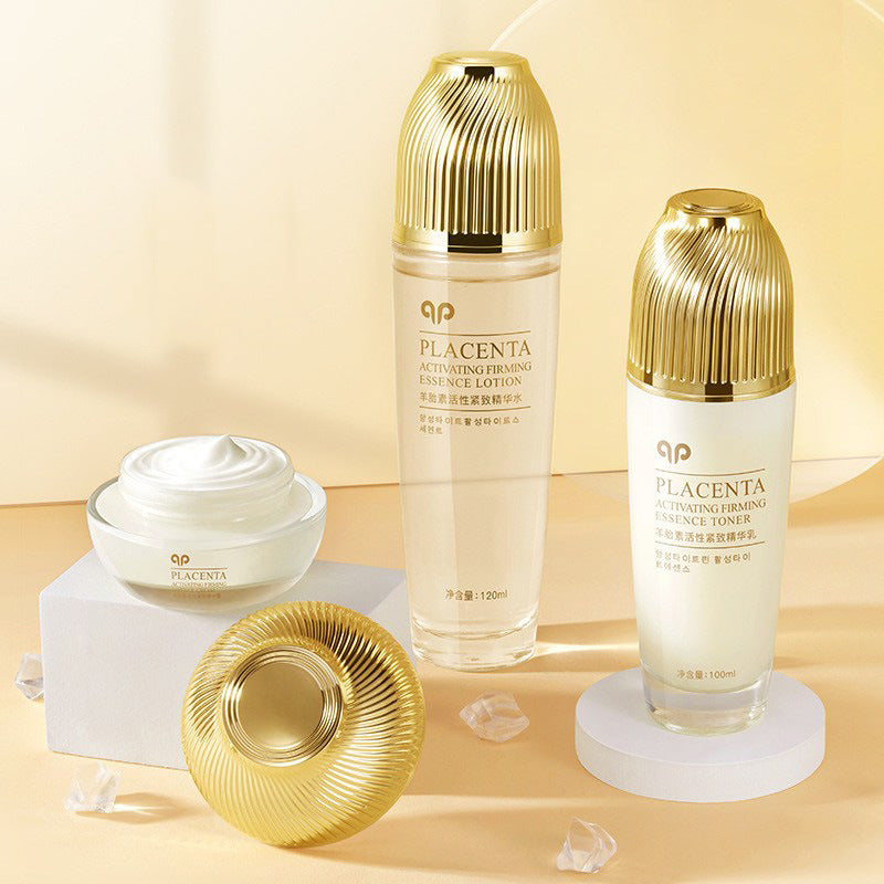 Placenta Extract Toner & Lotion Set 3-Piece Set Cosmetics Hydrating Nourishing Firming Face Cream Lotion