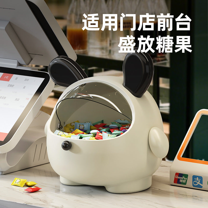 玄关收纳盒家用门口创意卡通塑料带盖大容量钥匙吧台多功能收纳盒
