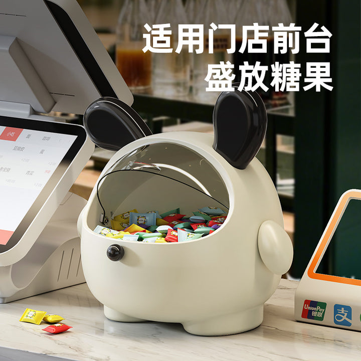 玄关收纳盒家用门口创意卡通塑料带盖大容量钥匙吧台多功能收纳盒