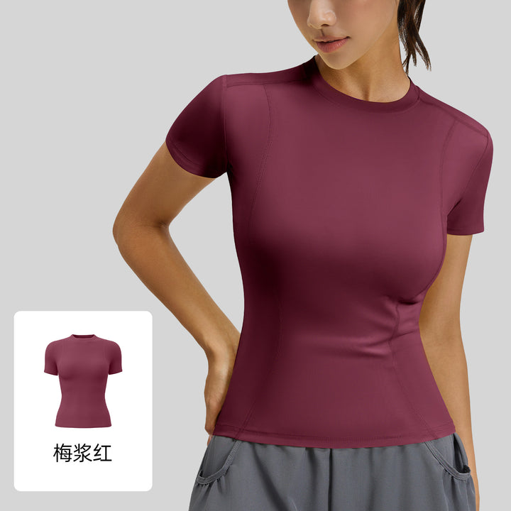 聚衣堂春夏修身运动短袖T恤瑜伽服上衣女健身紧身跑步瑜伽短袖