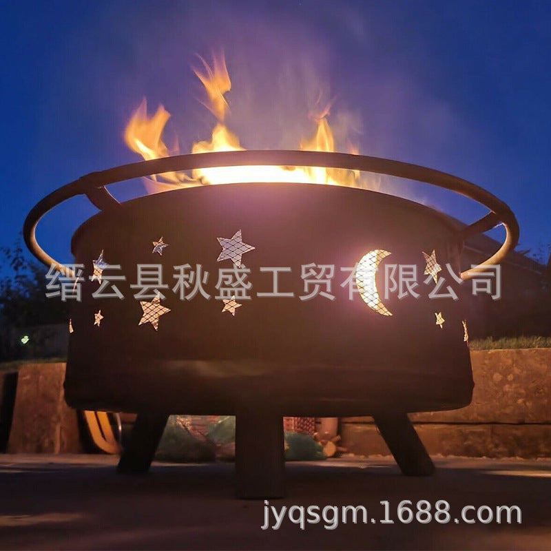 围炉煮茶一体桌子多功能烧烤炉户外花园木炭取暖炉烤火炉庭院篝火