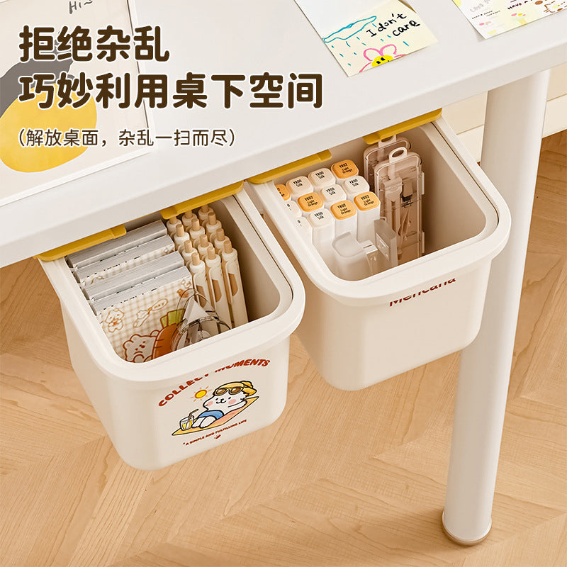 桌下垃圾桶收纳桶创意悬挂抽屉式隐形杂物收纳盒小纸篓迷你垃圾筒