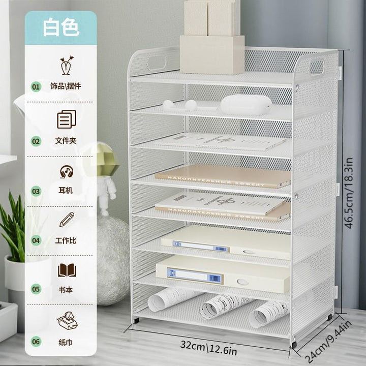 Multi-Tier Office File Rack – Large Capacity Desktop Document Organizer Shelf