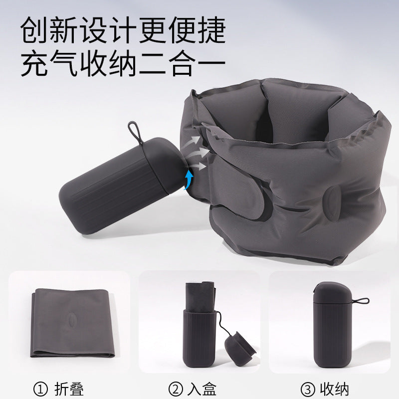 户外充气u型枕可折叠充气式颈托护颈圈按压充气高铁飞机空气颈枕