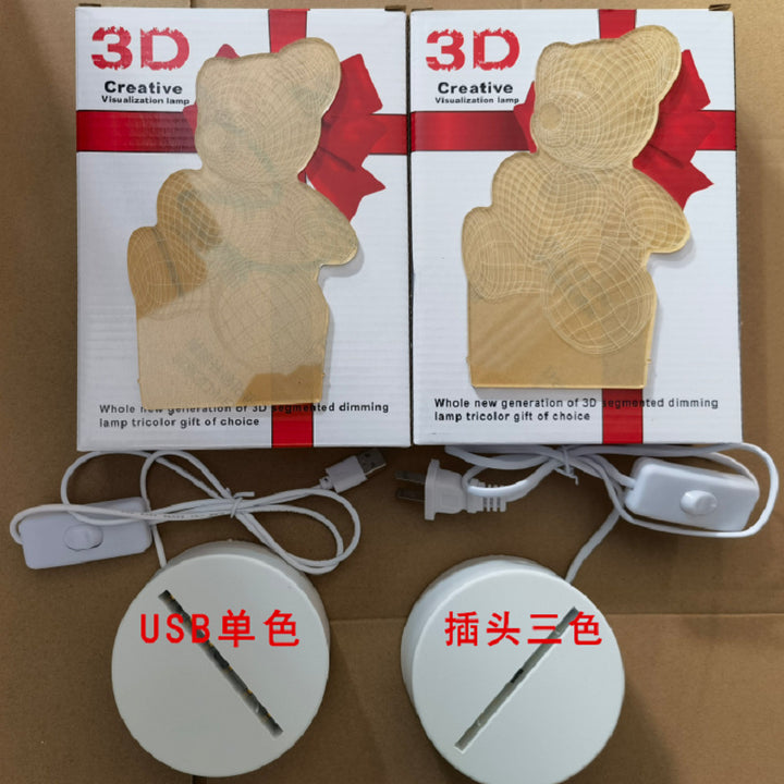 批发3D小夜灯 USB儿童卡通圣诞礼物小夜灯手写亚克力七彩遥控台灯