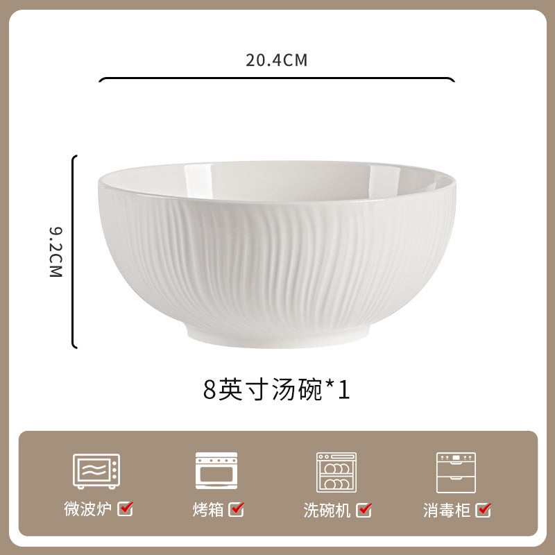 釉下彩家用纯白陶瓷餐具高级感米饭碗碗碟套装饭碗面碗汤碗组合