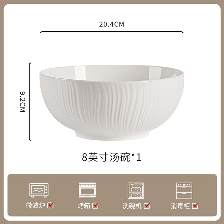 釉下彩家用纯白陶瓷餐具高级感米饭碗碗碟套装饭碗面碗汤碗组合