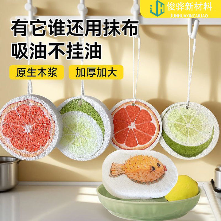 压缩木浆棉 卡通动物水果海绵擦清洁抹布厨房家用洗碗刷木浆海棉