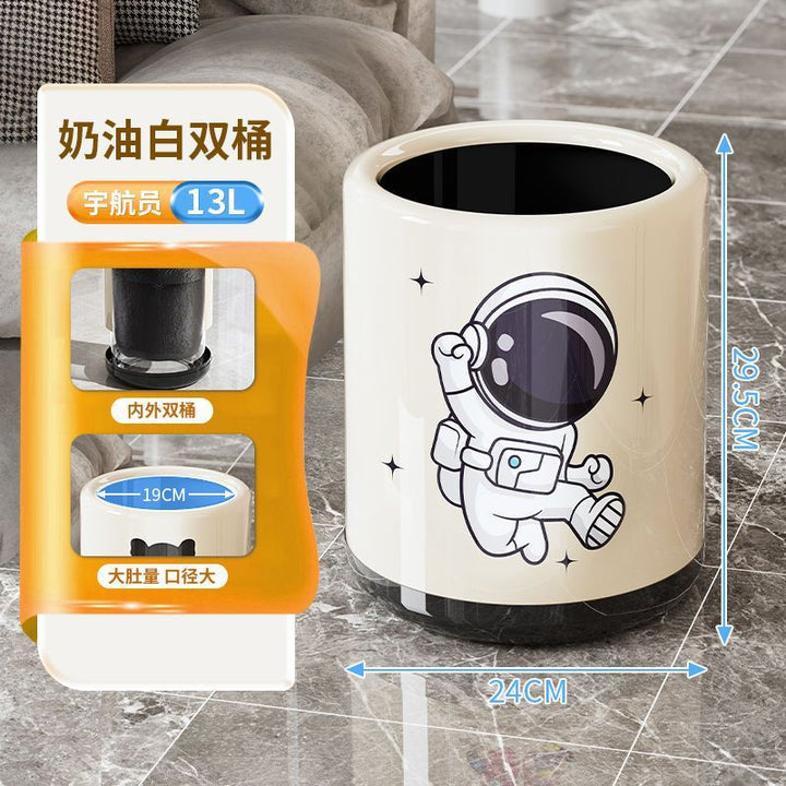 客厅垃圾桶家用大容量中古风厨房卧室可爱高颜值卫生间带滑轮纸篓