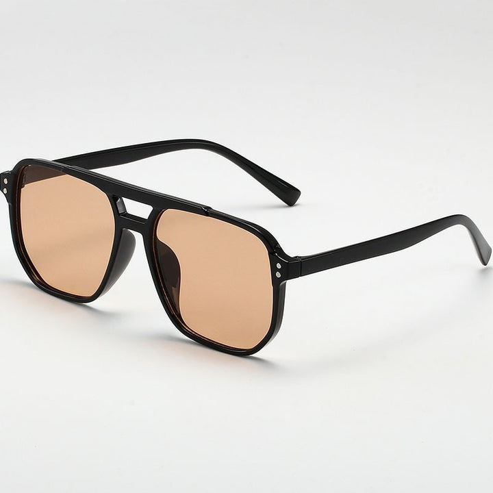 Vintage Double-Beam Sunglasses – Trendy Large Frame Ocean Lens Shades