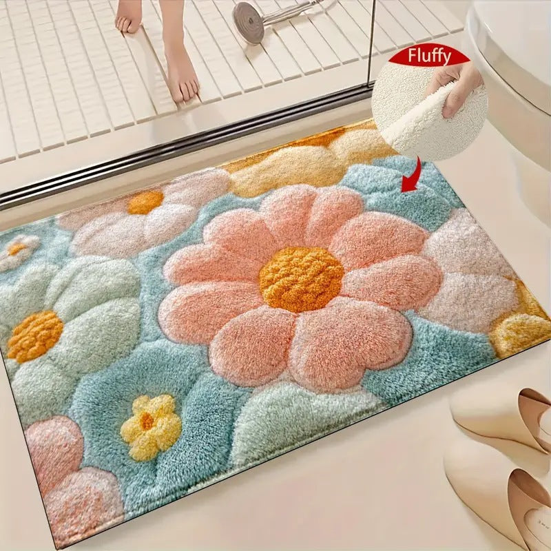 Living Room Floral Non Slip Floor Mat Entryway Entryway Stain Resistant Floor Mat