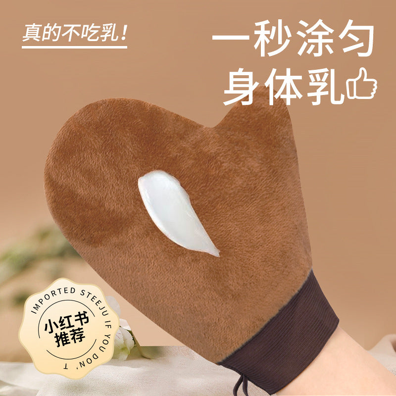 一体身体乳手套美黑油快速涂抹神器擦霜精油懒人按摩植绒工具