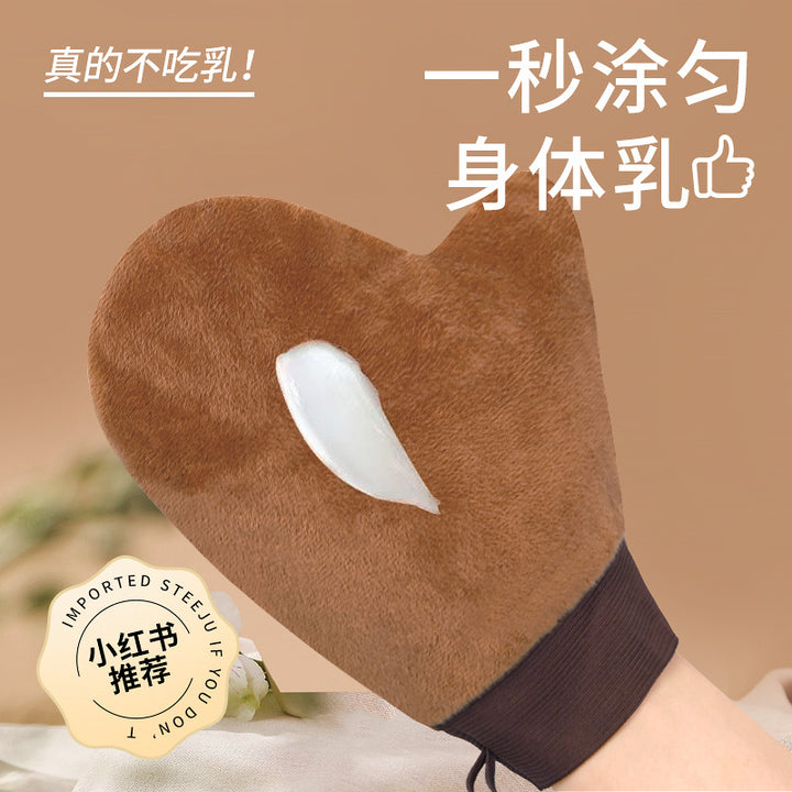 一体身体乳手套美黑油快速涂抹神器擦霜精油懒人按摩植绒工具