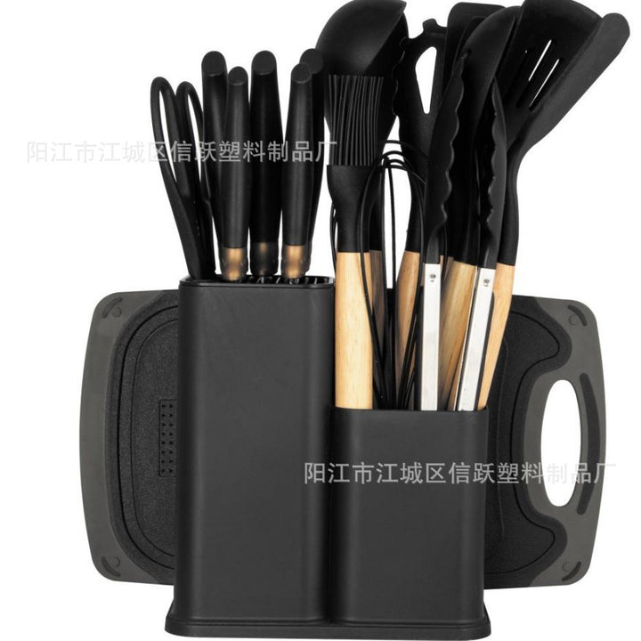 厨房刀具套装耐热硅胶厨具木柄厨师刀粘锅铲勺白色粉色情人节礼物