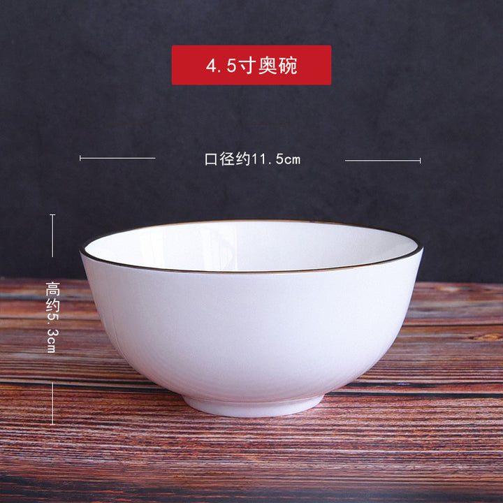 厂家批发骨瓷奥碗  家用陶瓷米饭碗纯白蔬菜沙拉碗 奶茶大容量酒