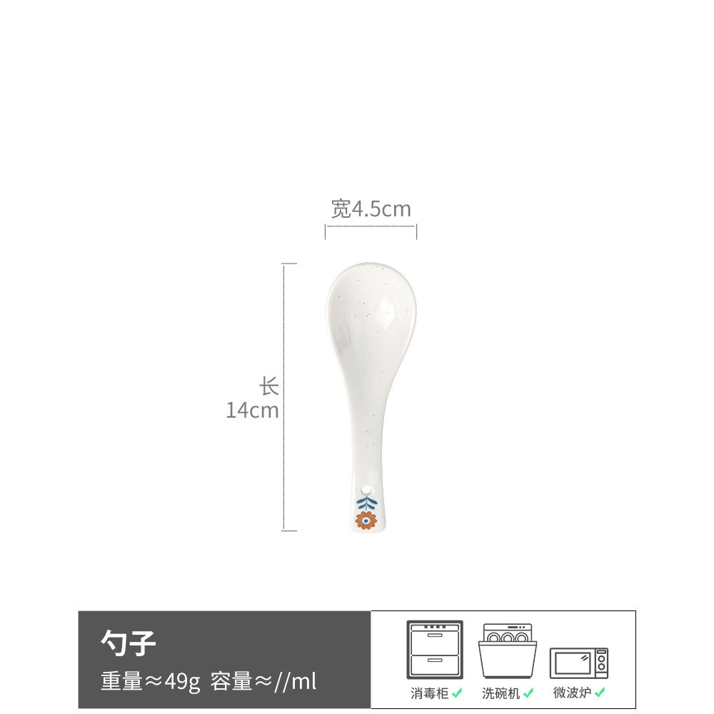 Japanese Style Vintage Ceramic Spoon Cute Small Spoon Home Minimalist Spoon Tableware Spoon Spoon Wholesale