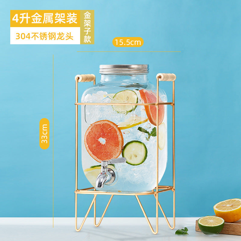 网红可乐酒炮 玻璃果汁鼎果汁罐 大容量饮料桶梅森罐酿酒瓶酵素桶