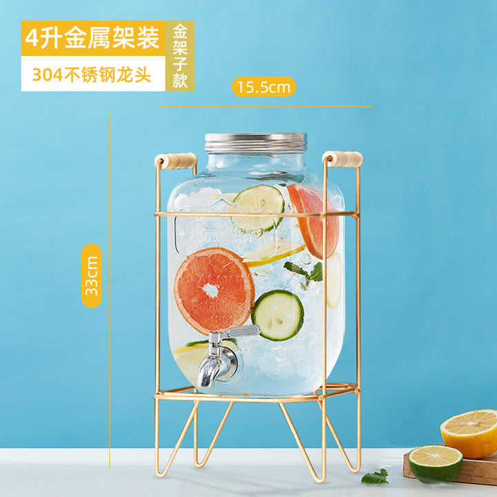网红可乐酒炮 玻璃果汁鼎果汁罐 大容量饮料桶梅森罐酿酒瓶酵素桶