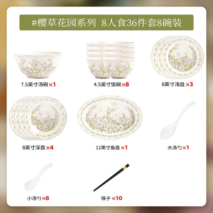 KANGMO Underglaze Color Dinner Set - Rustic Newlywed Tableware Housewarming Gift