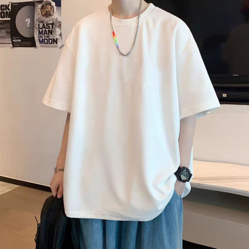 短袖T恤男生美式夏季新款潮牌白色青少年打底衫宽松休闲半袖上衣
