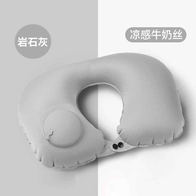充气枕旅行便携护颈枕按压充气u型枕旅游三宝颈枕可收纳飞机枕