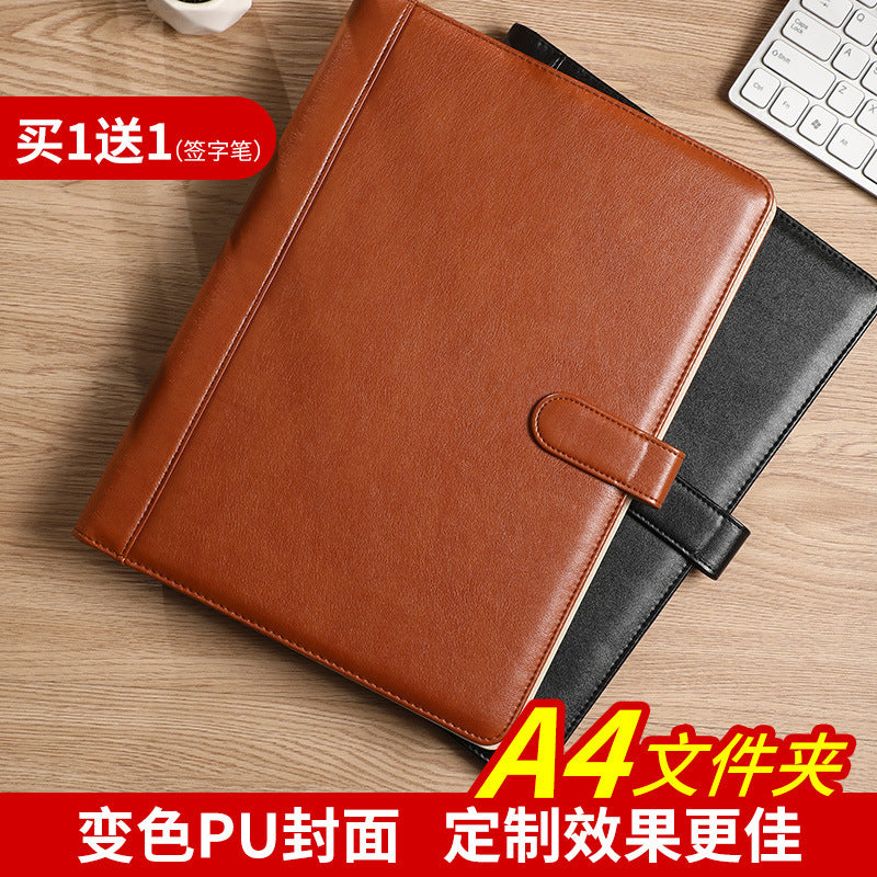 a4文件夹塔扣多功能皮质办公夹可拆卸内置计算器商务经理夹定做
