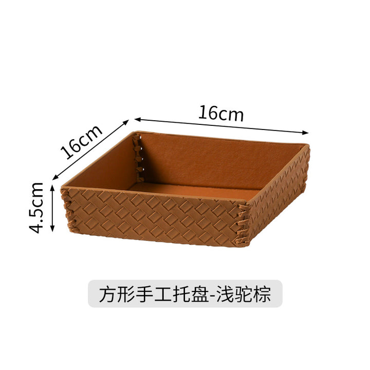 手提遥控器收纳盒高级创意客厅茶几桌面分类整理盒皮质玄关收纳盒