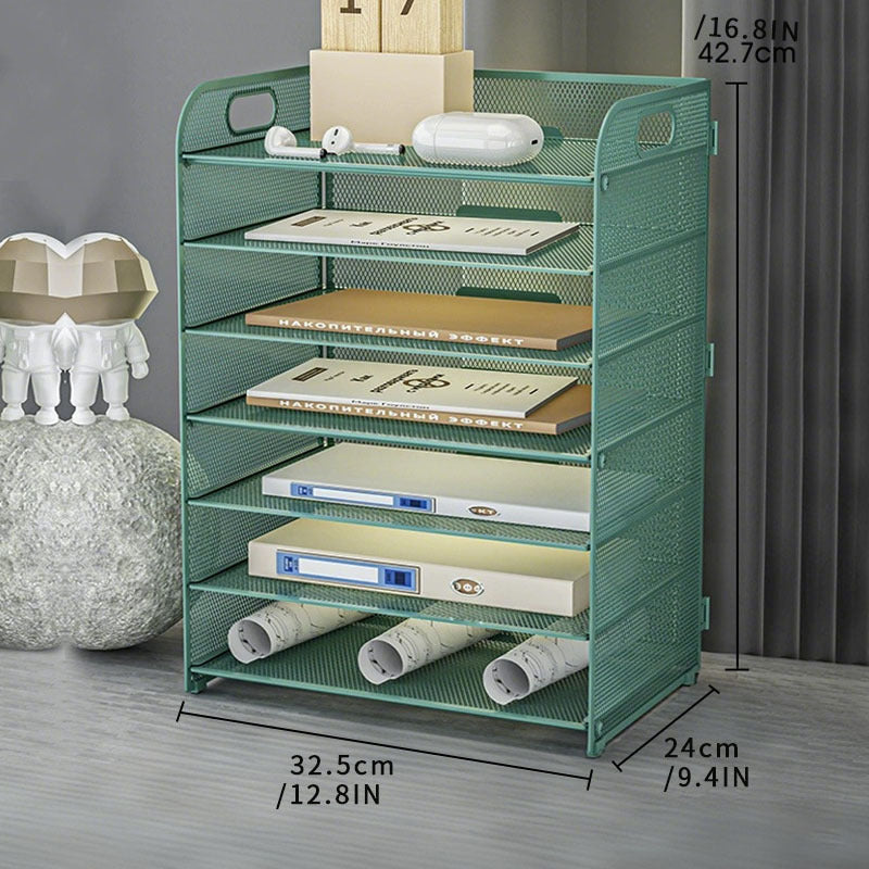 Multi-Tier Office File Rack – Large Capacity Desktop Document Organizer Shelf
