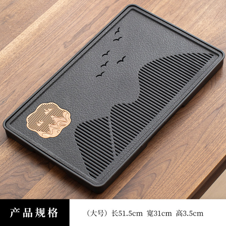 A类仿乌金石方形蓄水茶盘套装防霉家用办公茶台沥水茶具排水托盘