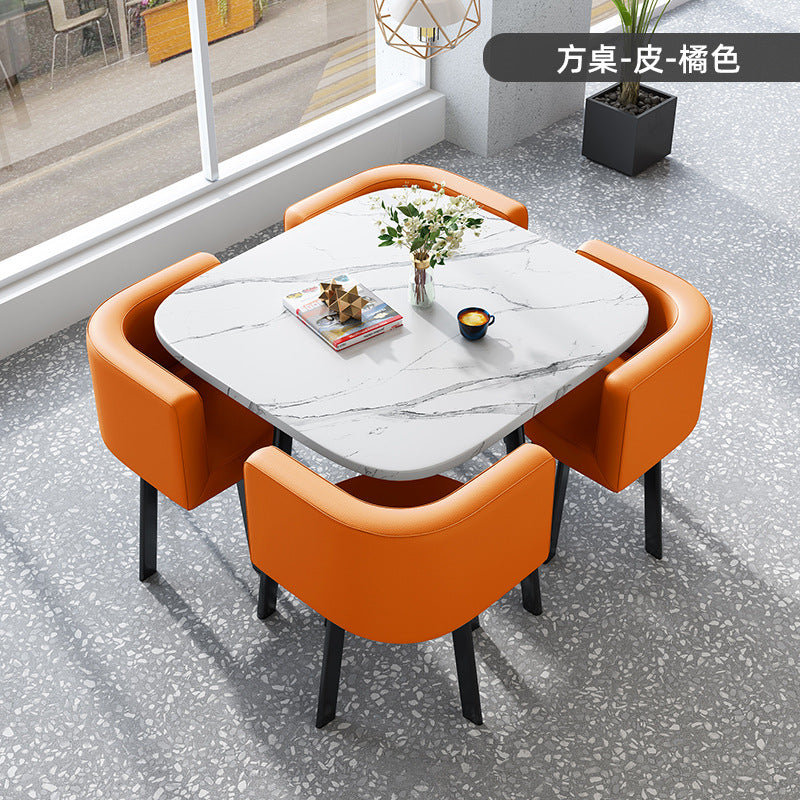 简约方形洽谈桌椅组合店铺商铺休息区洽谈桌会客休闲接待小圆桌