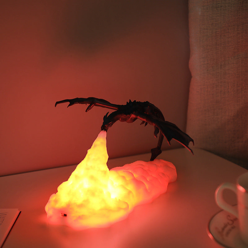 temu爆款3D打印火龙灯火箭灯创意装饰摆件台灯儿童礼品led小夜灯