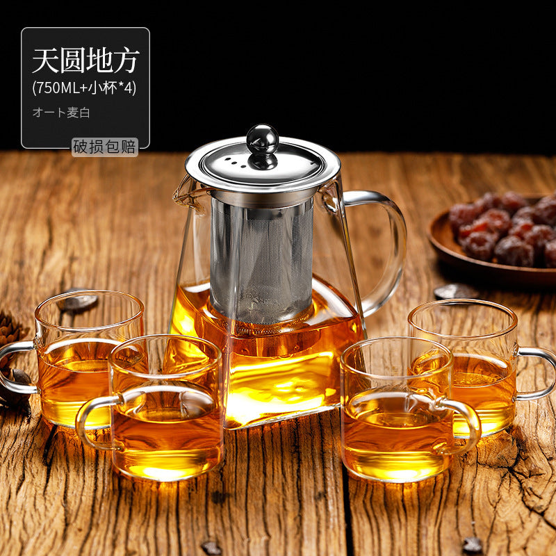 高硼硅玻璃大号茶壶不锈钢漏泡茶壶套装茶水分离家用茶具钢漏茶壶