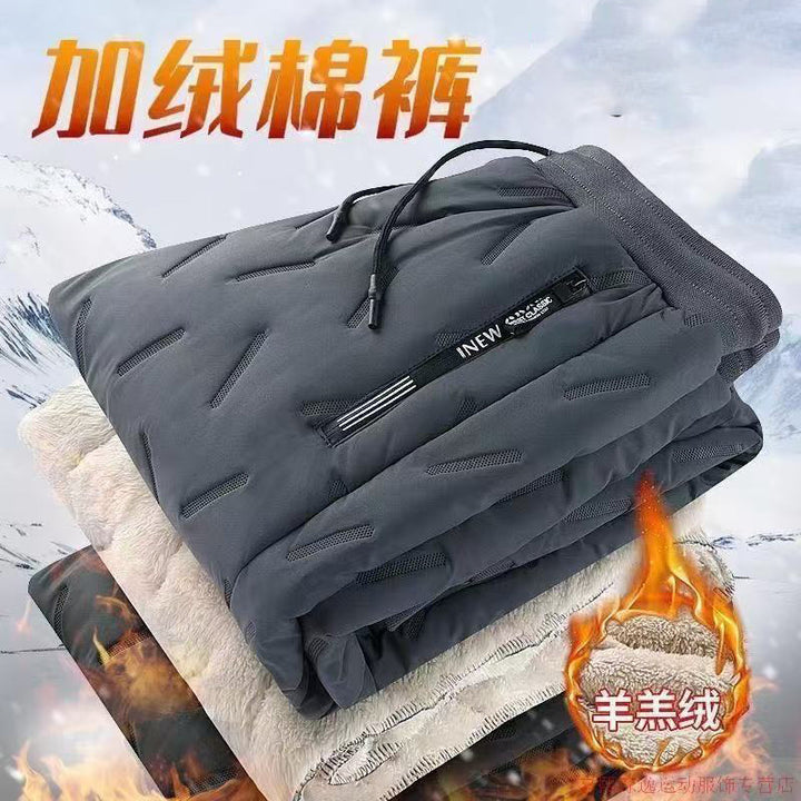 大码秋冬季加绒加厚休闲裤羊羔绒棉裤男士冬天雪地防风保暖长裤男